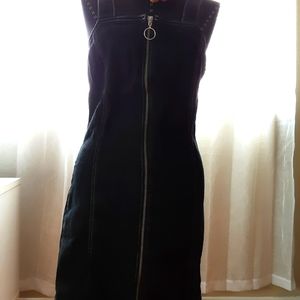 Topshop Black Denim Zip Dress